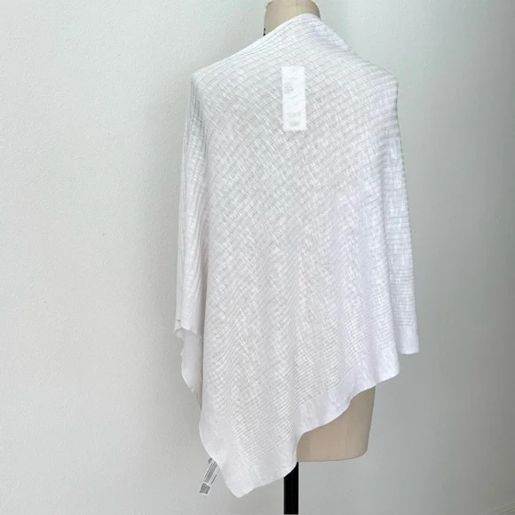Eileen Fisher White Ribbed Poncho NWT Organic Linen Cotton Slub One Size - Picture 5 of 9